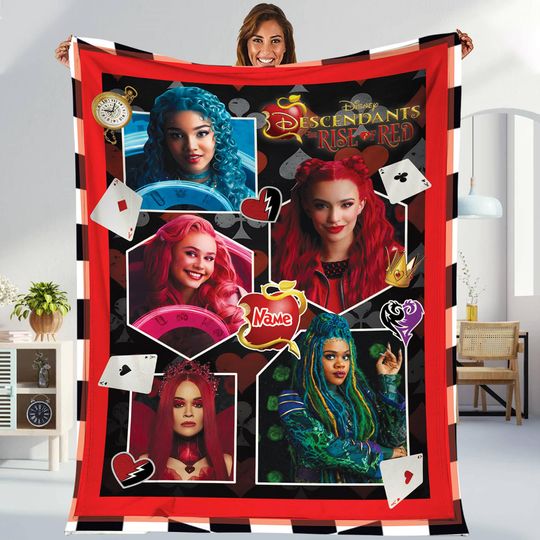 Descendants The Rise of Red Blanket Descendants Movie Fleece Blanket Disneyland Villains Blanket Soft Cozy Sherpa Fleece Blankets