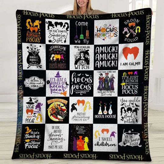 Hocus Pocus Blanket | Sanderson Sisters Blanket | I Smell Children  Blanket for Bed Couch Sofa