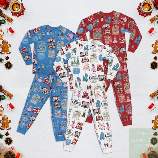 White Christmas Pajamas Set, Christmas Holiday Pajamas, Wallace And Davis Christmas Pajamas, White Christmas Movie 1954 Pajamas