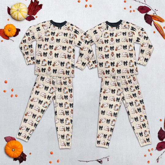 Moo Deng Cute Family Pajamas Set, Moo Deng Funny Pajamas Set, Cute Hippo Pajamas, Moo Deng Family Halloween Pajamas Set