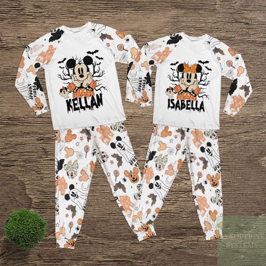 Custom Halloween Name Mickey Family Pajamas, Disney Set Pajamas, Mickey Mouse Family Matching Pajamas
