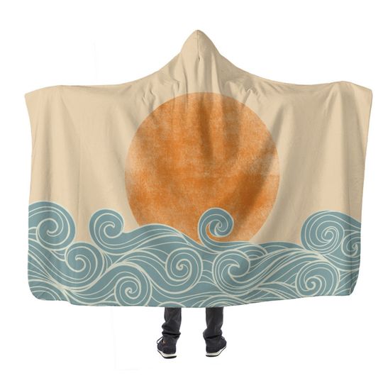 Ocean Wave Hooded Blanket For Adult and Kids | New year Gift | Christmas Gift | Birthday Gift