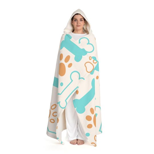Dog Bone Hooded Blanket For Adult and Kids | New year Gift | Christmas Gift | Birthday Gift