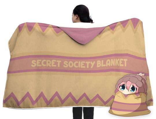 Yuru Camp Hooded Blanket For Adult and Kids | New year Gift | Christmas Gift | Birthday Gift