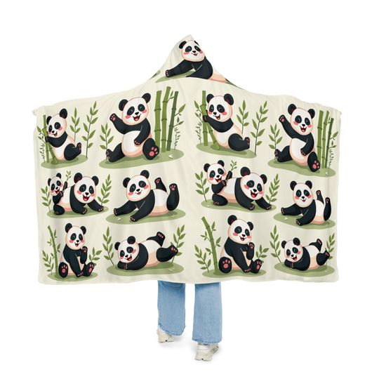 Snuggle Blanket, Playful Panda Cartoon Hooded Blanket For Adult and Kids | New year Gift | Christmas Gift | Birthday Gift