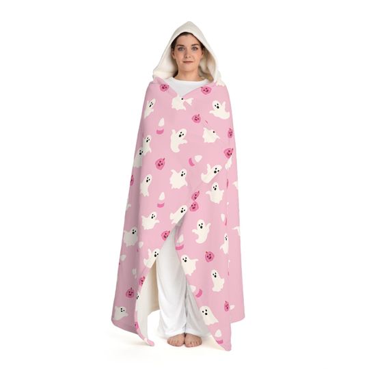 Pink Ghost Hooded Blanket For Adult and Kids | New year Gift | Christmas Gift | Birthday Gift