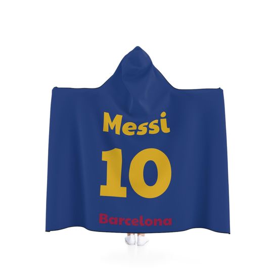 Hooded Blanket - Messi - Barcelona Hooded Blanket For Adult and Kids | New year Gift | Christmas Gift | Birthday Gift