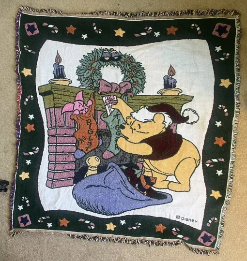 Disney Winnie The Pooh And Friends Christmas Tapestry Throw Blanket Piglet