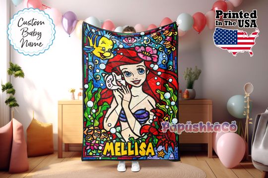Personalized Princess Blanket, Princess Blanket, Custom Cartoon Blanket, Adults blanket, Custom Name Stained Glass Blanket, Monogram blanket
