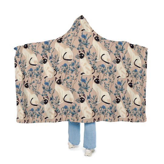 Siamese Cat Hoodie Blanket - Sherpa or Micro-Fleece Options
