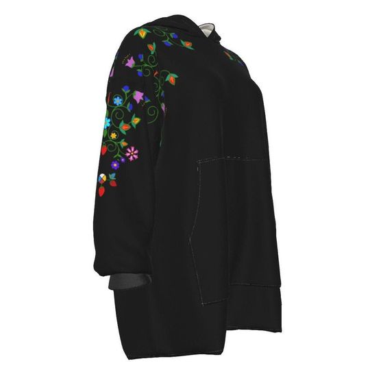 Native Floral Sherpa Blanket Hoodie Plus Sweater Indigenous
