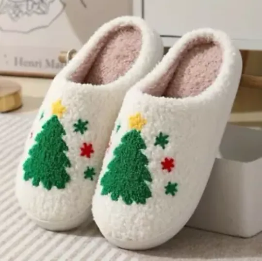 Slippers for women Cute and comfy Christmas Tree Santa Claus Cute Cartoon Indoor