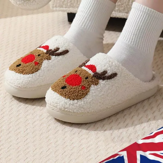 Christmas Deer Slippers Winter Platform Shoes Anti Slip Women Men for Winter