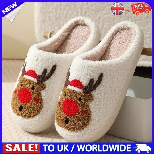 New Christmas Deer Slippers Slip-On Comfy House Slippers Useful Anti Slip Women