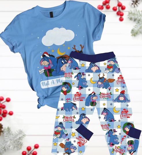 Eeyore Pajamas Set, Eeyore Christmas Tee, Winnie The Pooh Holiday Pajamas, Disney Eeyore Women Pajamas, Cute Cartoon Movie Pajamas