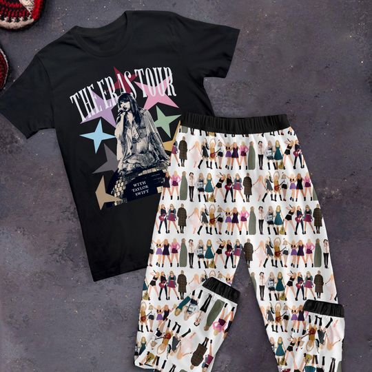 Eras Tour Holiday Pajamas Set, TS Eras Era Personalized Family Pajamas, Family Christmas Pajamas Set.