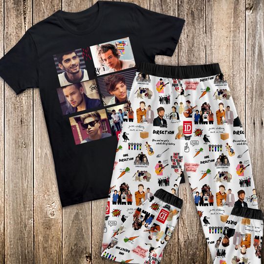 One Direction Pajamas Set, One Direction Personalized Family Pajamas, One Direction Family Christmas Pajamas Set.