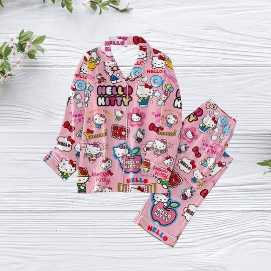 Hello Kitty Pajamas, Kitty Cat Pajamas Pants, Hello Kitty Shirt, Cute Kat Christmas Pajamas, My Melody Women Pajamas, Kitty Girls Shirt