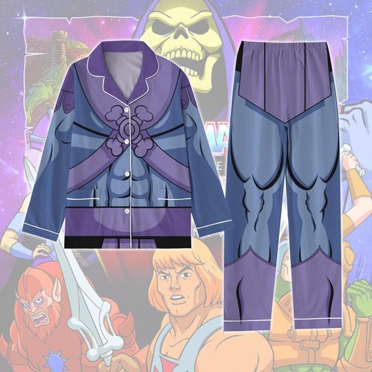 Skeletor He Man Pajamas Set, Masters Of The Universe Xmas Pajamas, Skeletor Cosplay Pajamas Christmas, He Man Skeletor Set Of Pajamas