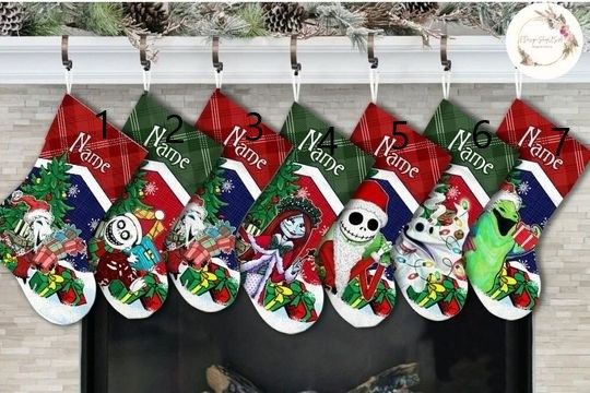 Personalized Disney The Nightmare Before Christmas Stockings, Oogie Boogie Christmas Stockings With Name, Disney Family Christmas Gifts