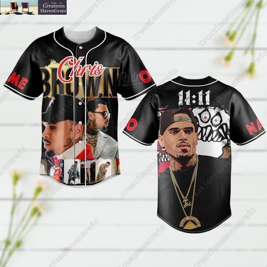 Halloween Baseball Jersey, Chris Brown Button Shirt, 11 11 Album Tour Baseball Shirt, Vintage Concert 2024 Jersey For Fan, Bootleg Hiphop