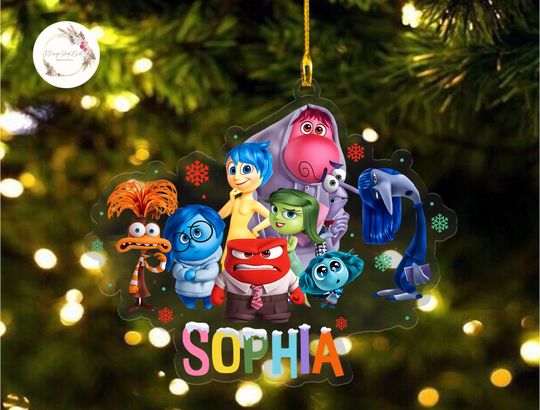 Personalized Inside Out Ornament, Disney Christmas Ornaments, Custom Inside Out Family Tree Hanging Decor, Emotions Mental Health Xmas Gifts