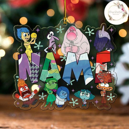 Personalized Disney Inside Out Ornament,  Custom Name It's Okay To Feel All The Feels Inside Out 2 Christmas Ornament, Joy Anxiety Keepsake