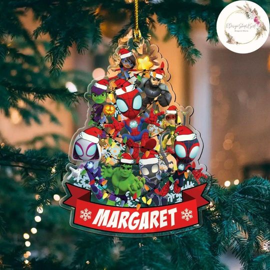 Personalized Disney Spidey and His Amazing Friends Christmas Ornament, Custom Name Superhero Spiderman Birthday Boy Christmas Tree Keepsake