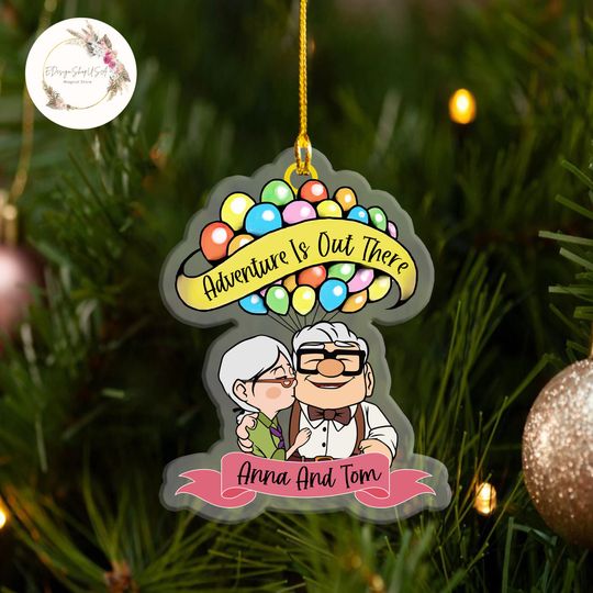 Personalized Pixar Up Couple 2024 Christmas Ornament, Pixar up Ornament, Carl and Ellie Ornament, First Anniversary Ornament, Xmas Decor