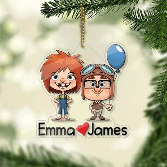Personalized Disney Couples Ornament Carl Ellie couple Ornament, up movie couple ornament, Disney Christmas Gift