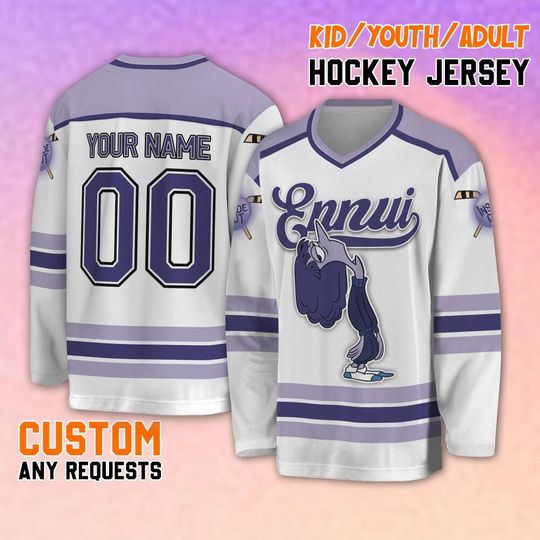 Custom Inside Out Ennui Ice Hockey Jersey for Kids, Youth & Men | Inside Out Inspired Design | Personalized Team Disney Birthday Gift