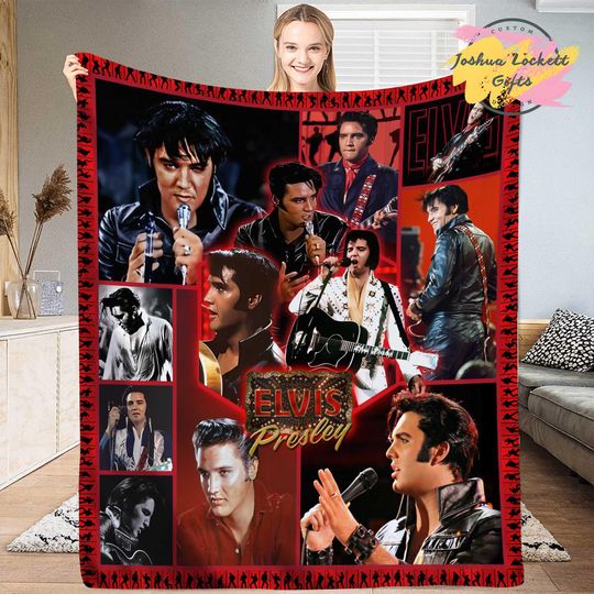 Personalized Elvis Presley Throw Blanket, Custom name Elvis Presley Quilt Blanket, Elvis King Of Rock Blanket, Blanket Gift For Rock Fan