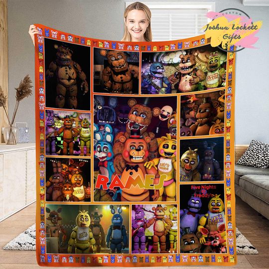 Personalized Five Nights At Freddy Throw Blanket, Custom name Five Nights At Freddy Quilt Blanket, Five Nights At Freddy's Birthday Gift