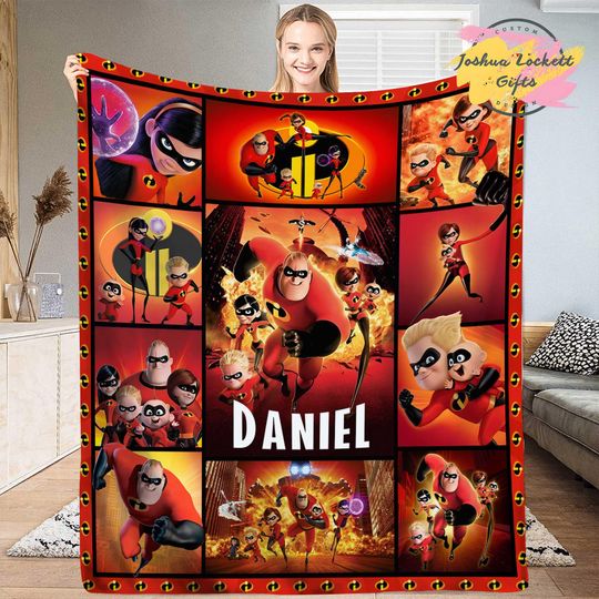Personalized The Incredibles Throw Blanket, Custom name The Incredibles Quilt Blanket, The Incredibles Blanket, Birthday Boy Blanket