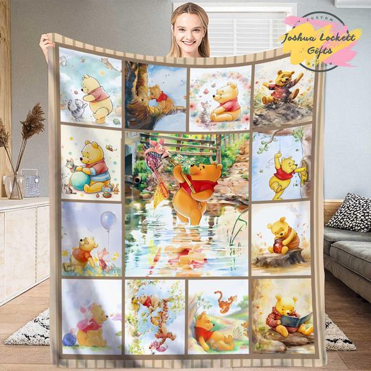 Winnie The Pooh Quilt Blanket, Pooh Bear and Friends Throw Blanket, Winnie The Pooh Blanket
