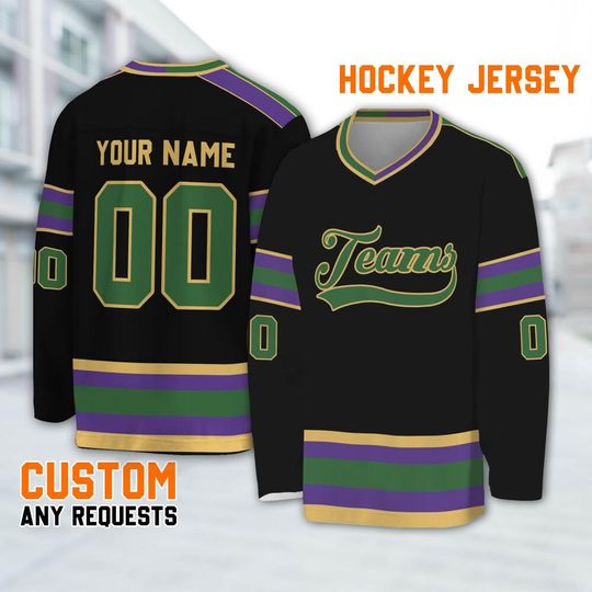 Customized vintage hockey jersey classic black,Custom Name Jersey long Slevees, Uniform Sports Game Day shirt, Name Hockey Ice Team