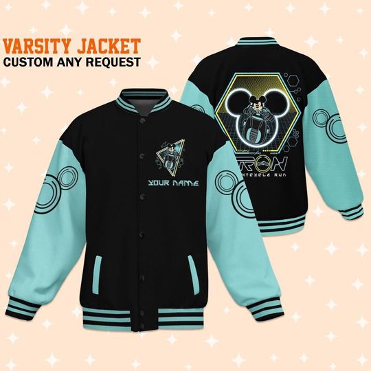 Personalize Disney Mickey Tron, Adult Varsity Jacket, Personalized Disney Jacket, Baseball Team Outfit, Disney Uniform Varsity