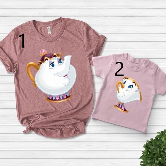 Mrs. Potts and Chip Shirts, Tea Pot and Cup Color Shirt, Beauty and the Beast Disney Shirts, Couples Shirt, Family Shirt