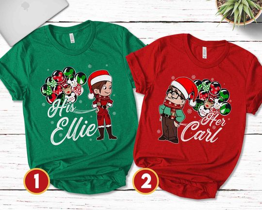 Carl and Ellie Christmas Shirt, Disney Christmas Shirts, His Carl Her Ellie Shirts, Up Couple Shirt, Matching Xmas Shirt