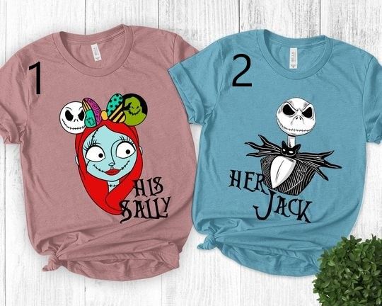 Discover Disney Jack and Sally Shirt For Couple,Nightmare Before Christmas Shirt,Halloween couple shirts,Disney Halloween,Disneyland Halloween