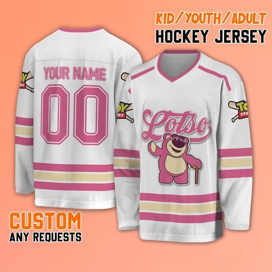 Personalize Toy Story Lotso Hockey Jersey, Disney Toy Story Lotso Hockey, Baseball Jersey Team, Custom Hockey Disney Birthday Gift
