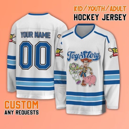 Personalize Toy Story Hockey Jersey, Disney Toy Story Hockey, Baseball Jersey Team, Custom Hockey Disney Birthday Gift