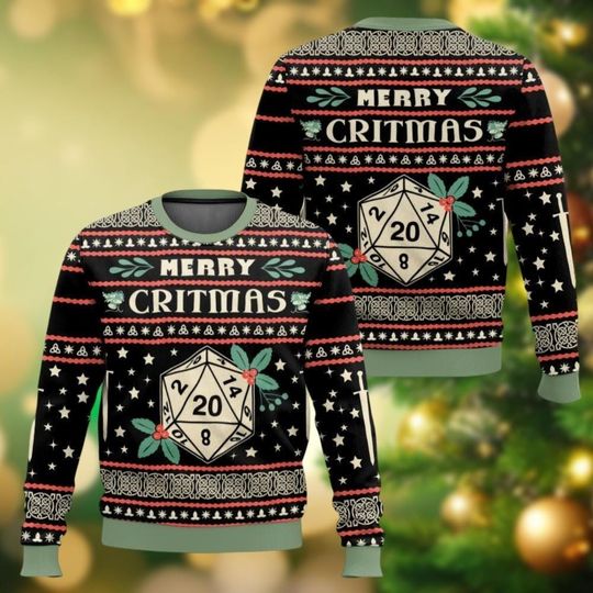 Christmas Dnd Ugly Sweater, Dungeons And Dragons Sweater, DnD Christmas Sweater, Dungeon Master Holiday Sweater, Gaming Xmas Sweater