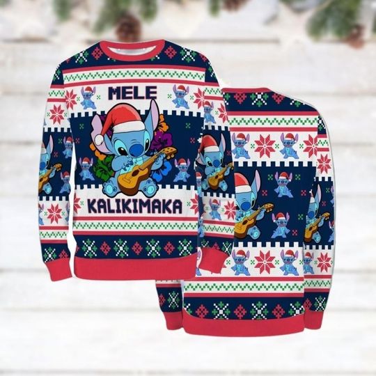 Christma Stitch Ugly Sweater, Stitch Santa Xmas Sweater, Mele Kalikimaka Holiday Sweater, Disney Xmas Shirt, Christmas Vacation