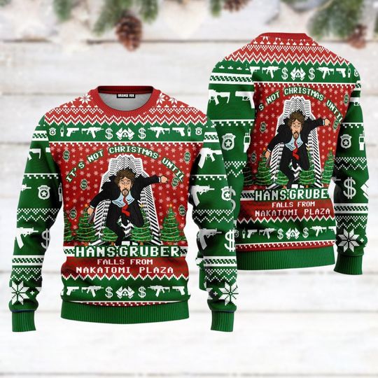 Nakatomi Plaza Ugly Christmas Sweater, Hans Gruber Fall Ugly Sweatshirt, Die Hard Movie Xmas Sweater, Funny Sweater