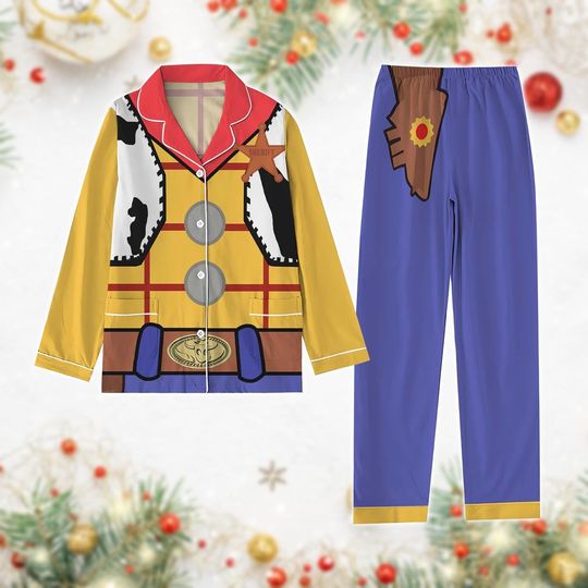Woody Toy Story Christmas Pajamas Set, Cowboy Doll Cosplay Pj Set, Disney Cartoon Womens Pajamas, Toy Story Character Family Pajama