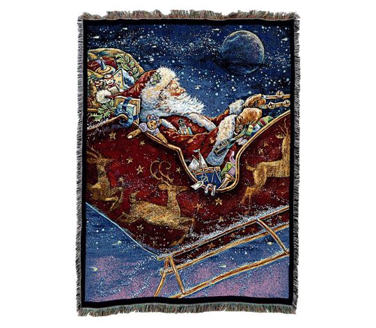 Christmas Midnight Ride - Donna Race - Cotton Woven Blanket Throw - Made in The USA (72x54)