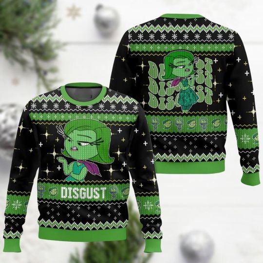 Disgust Christmas Ugly Sweater, Disney Inside Out 2 Sweatshirt, Its Okay To Feel All The Feels Shirt, Disgust Cosplay Sweater