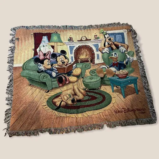 Disney Blanket  Mickey Mouse  Resort 50”x60” Tapestry Throw Afghan Winter Pluto