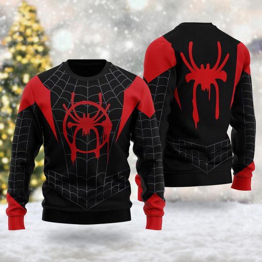 Miles Gonzalo Morales Ugly Christmas Sweater, Spiderman Movie Xmas Sweatshirt, Miles Morales Christmas Gift For Men Women Kid